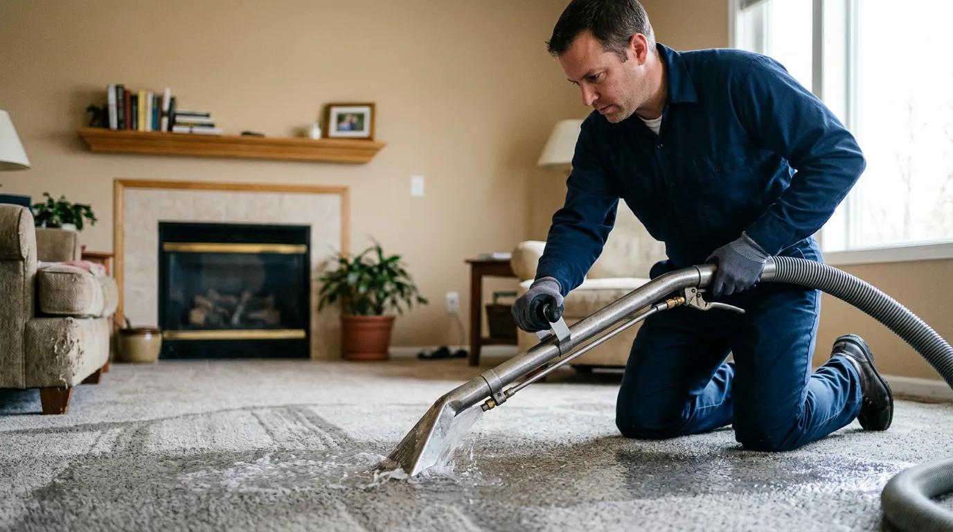 Water damage restoration technician working near Lovell, ME